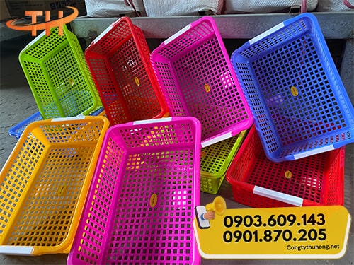 Rổ nhựa chữ nhật nhiều màu Rổ nhựa chữ nhật