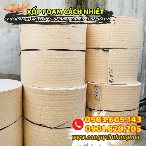 XỐP FOAM CÁCH NHIỆT TRÁNG BẠC 1 MẶT CÓ KEO