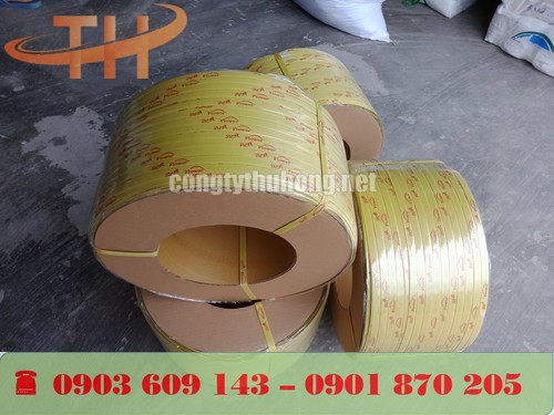 Dây đai nhựa PP vàng được in logo theo đơn đặt hàng