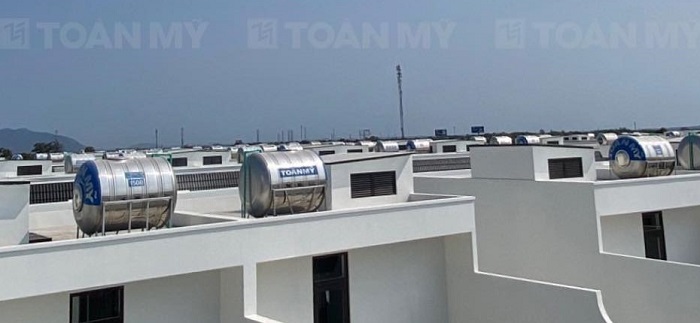 440 bồn Inox 1500L ngang của Toàn Mỹ tại dự án xây dựng