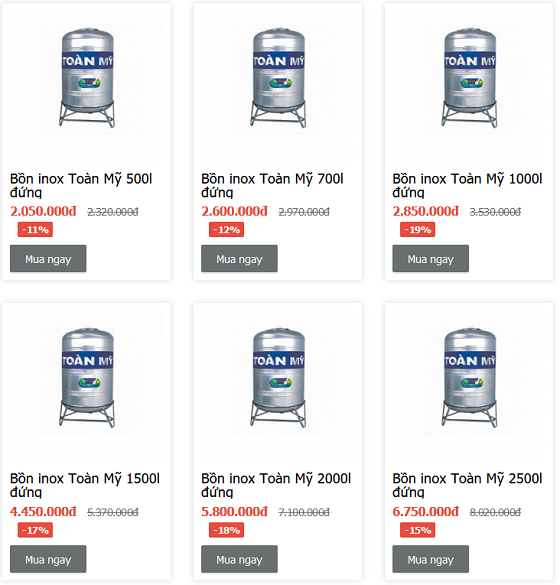 Giá Bồn nước inox Toàn Mỹ đứng Giá Bồn nước inox Toàn Mỹ đứng