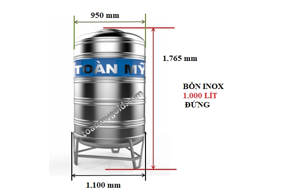 Kích thước Bồn inox Toàn Mỹ 1000L đứng Kích thước Bồn inox Toàn Mỹ 1000L đứng