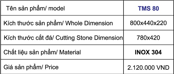 Kích thước cắt đá, và thông số kĩ thuật Chậu rửa TMS80 Kích thước cắt đá, và thông số kĩ thuật Chậu rửa TMS80