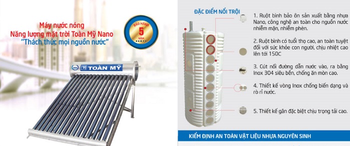 Máy nước nóng năng lượng mặt trời Toàn Mỹ nano Máy nước nóng năng lượng mặt trời Toàn Mỹ nano