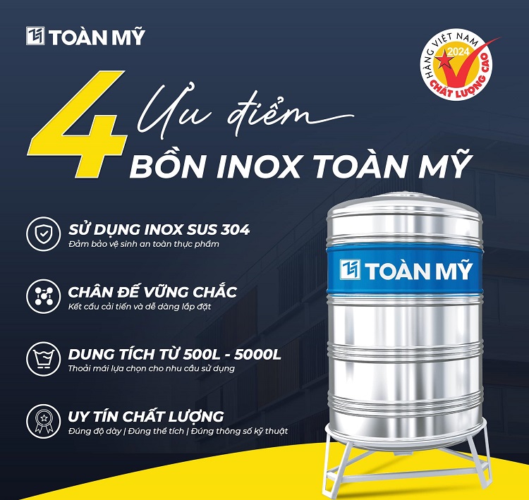 Ưu điểm Bồn nước inox Toàn Mỹ Ưu điểm Bồn nước inox Toàn Mỹ