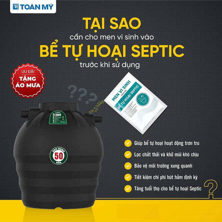 Khả năng phân hủy chất thải cao từ Bồn tự hoại Toàn Mỹ Khả năng phân hủy chất thải cao từ Bồn tự hoại Toàn Mỹ