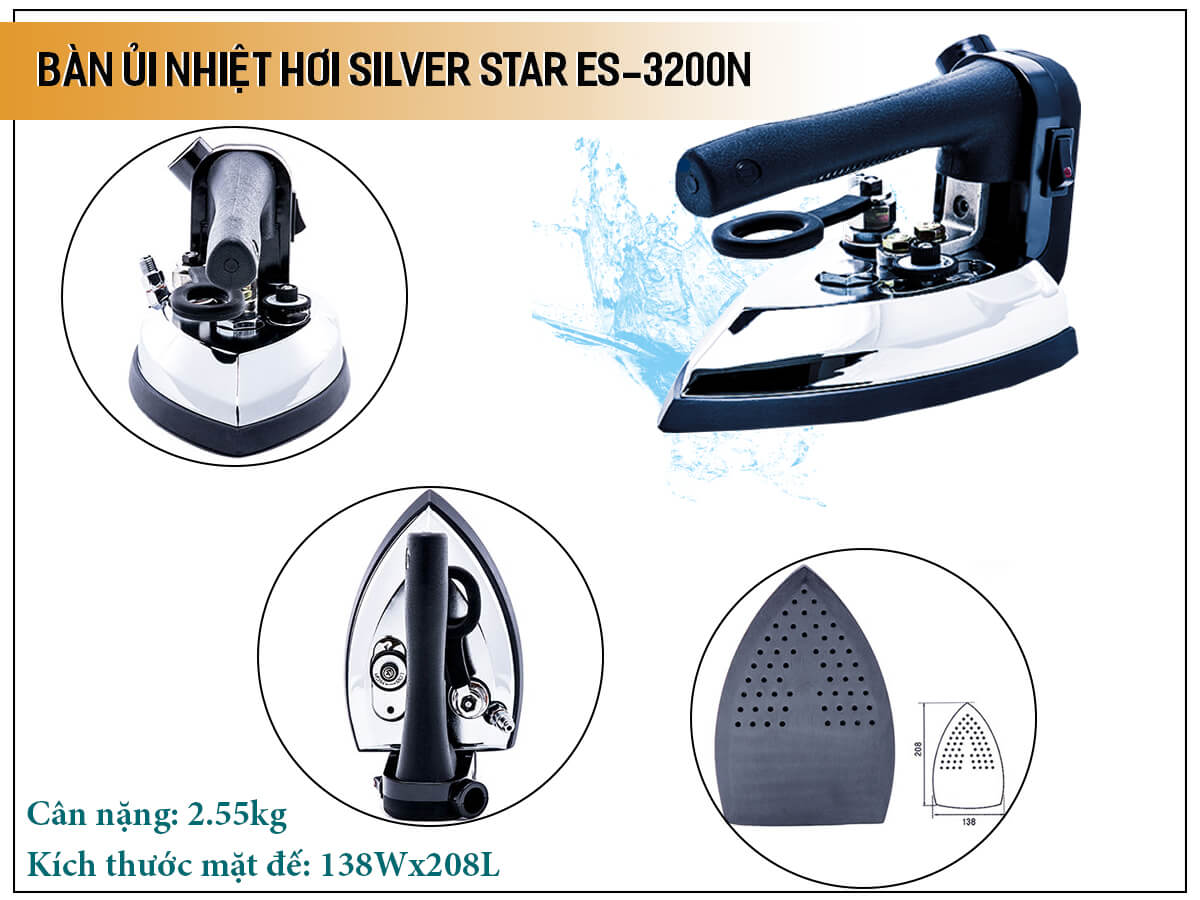 Bàn ủi nhiệt hơi công nghiệp Silver Star ES-3200N Bàn ủi nhiệt hơi công nghiệp Silver Star ES-3200N