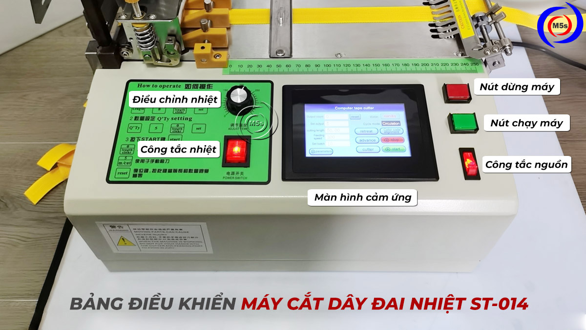 Bảng điều khiển máy cắt dây đai xéo góc ST-014 Bảng điều khiển máy cắt dây đai xéo góc ST-014