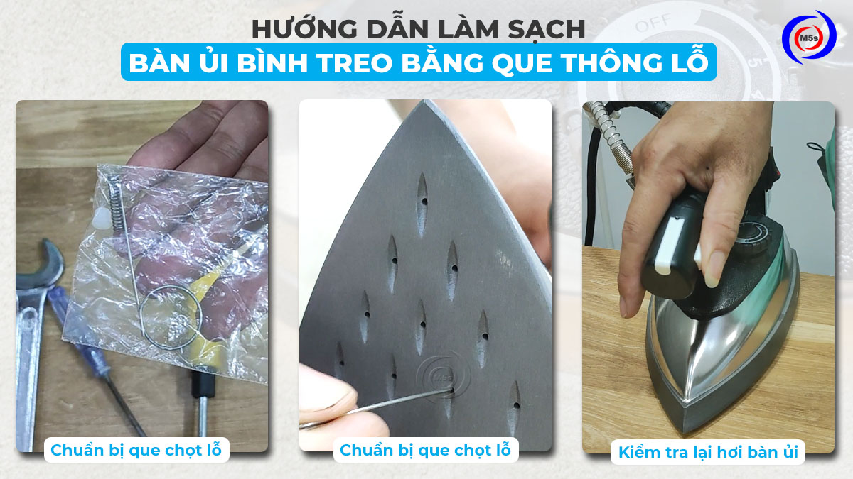 Cách khắc phục bàn ủi không ra hơi bằng que thông lỗ Cách khắc phục bàn ủi không ra hơi bằng que thông lỗ