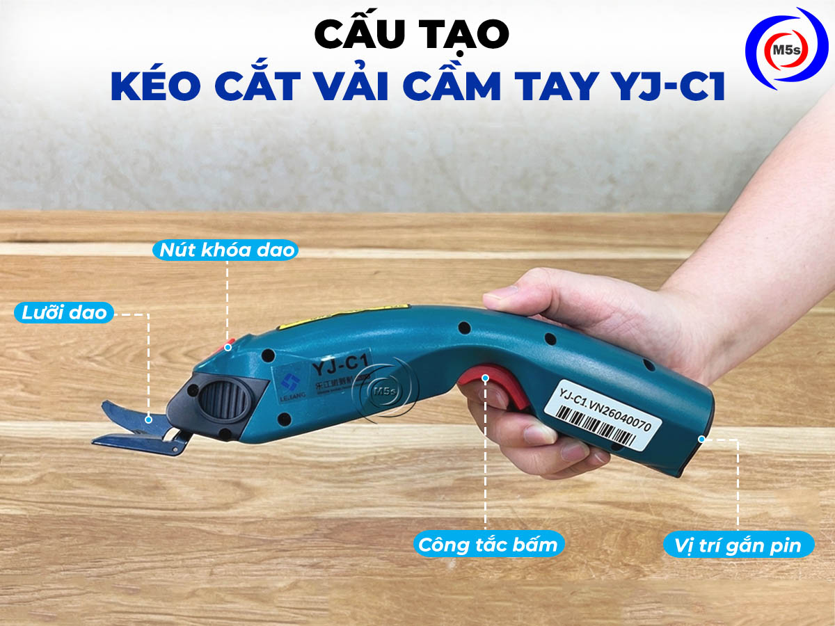 Cấu tạo kéo cắt vải dùng pin YJ-C1 Cấu tạo kéo cắt vải dùng pin YJ-C1