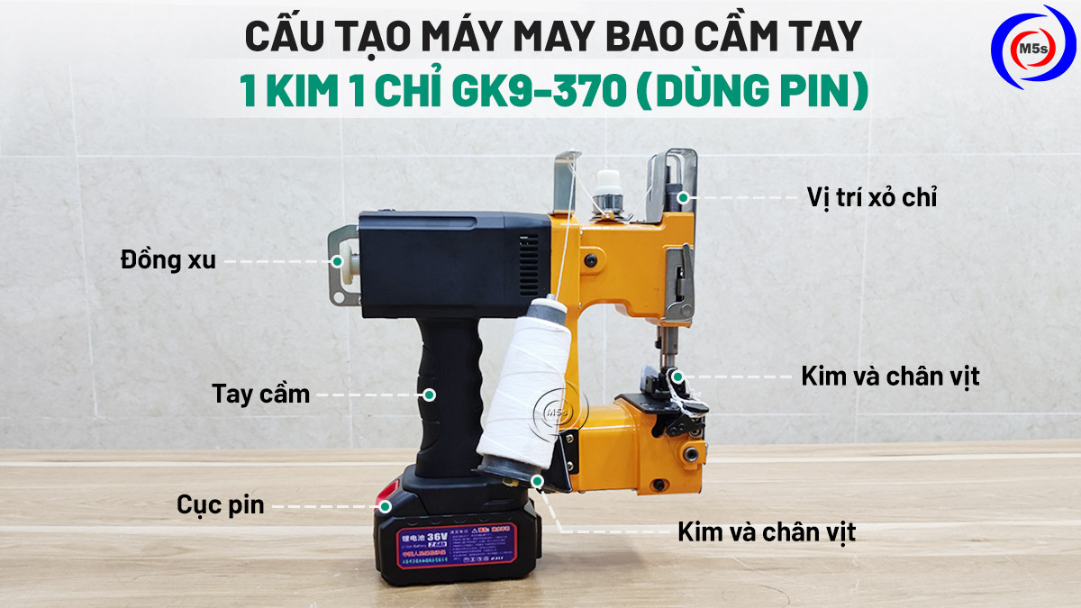 Cấu tạo máy may bao cầm tay GK9-370 dùng pin Cấu tạo máy may bao cầm tay GK9-370 dùng pin