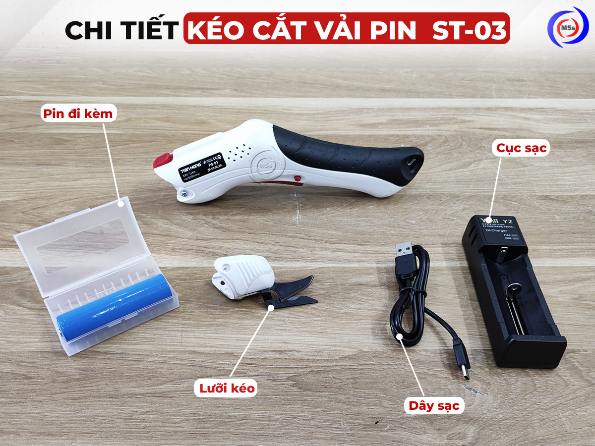 Kéo cắt vải dùng pin ST-03 Kéo cắt vải dùng pin ST-03