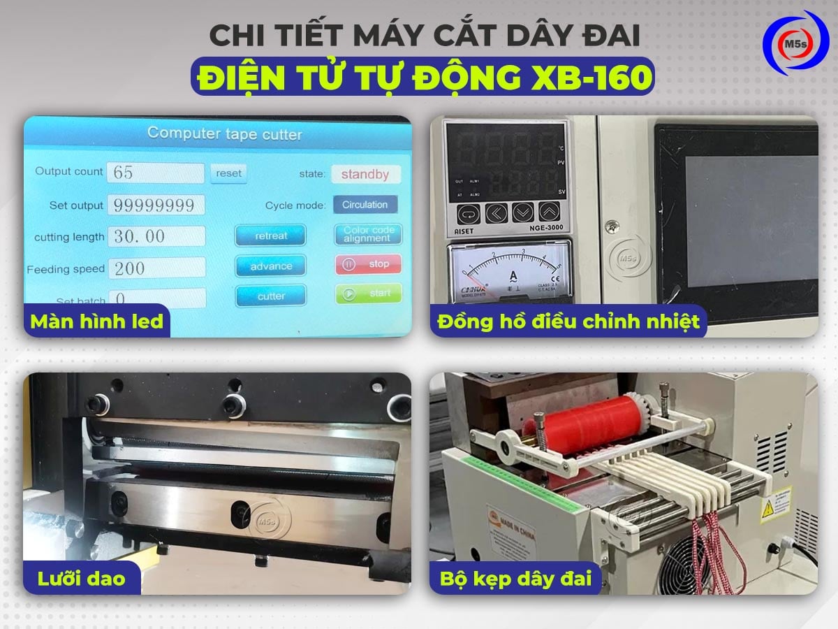 máy cắt dây đai điện tử tự động XB-160 máy cắt dây đai điện tử tự động XB-160