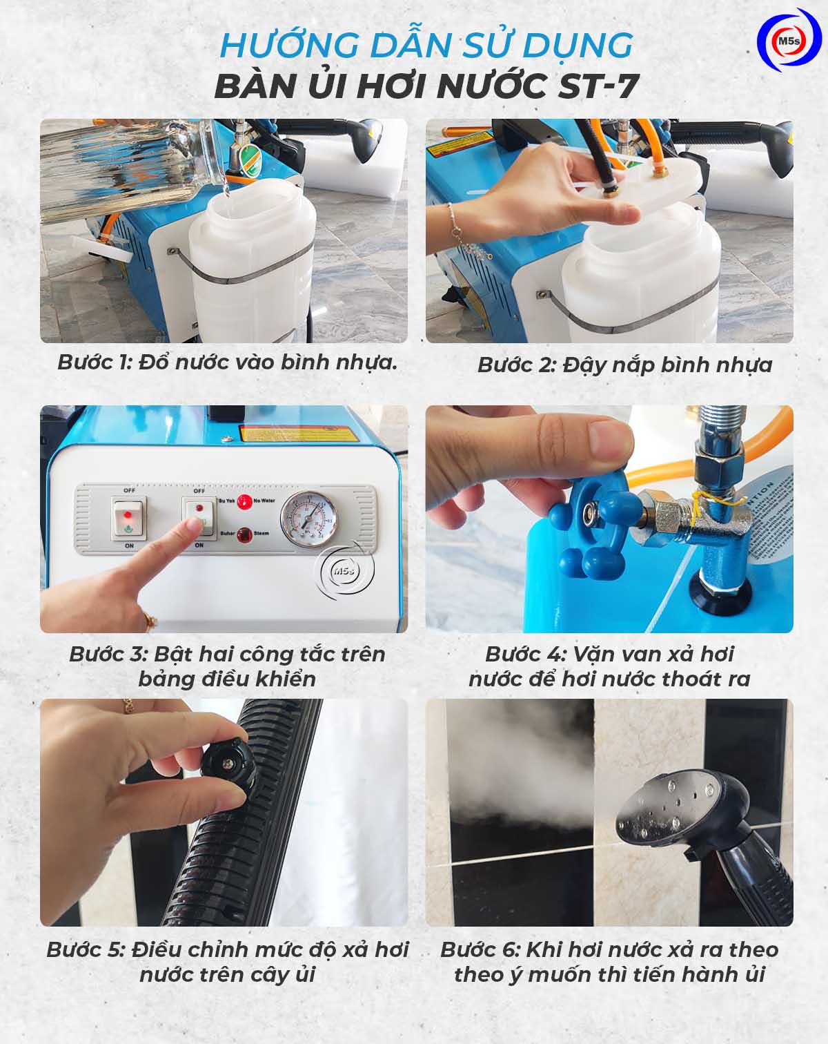 Hướng dẫn sử dụng bàn ủi hơi nước ST-7 Hướng dẫn sử dụng bàn ủi hơi nước ST-7