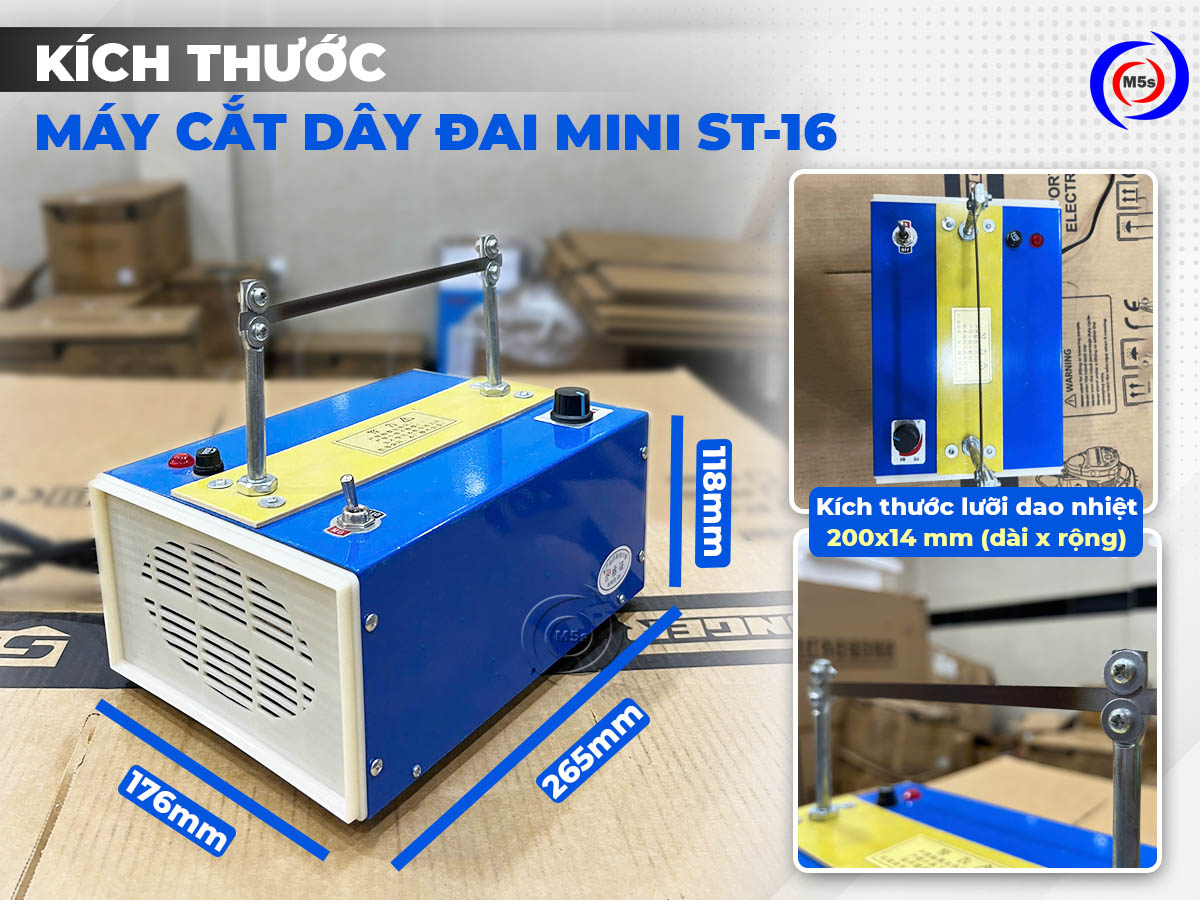 Kích thước máy cắt dây đai mini thủ công bằng tay ST-16 Kích thước máy cắt dây đai mini thủ công bằng tay ST-16