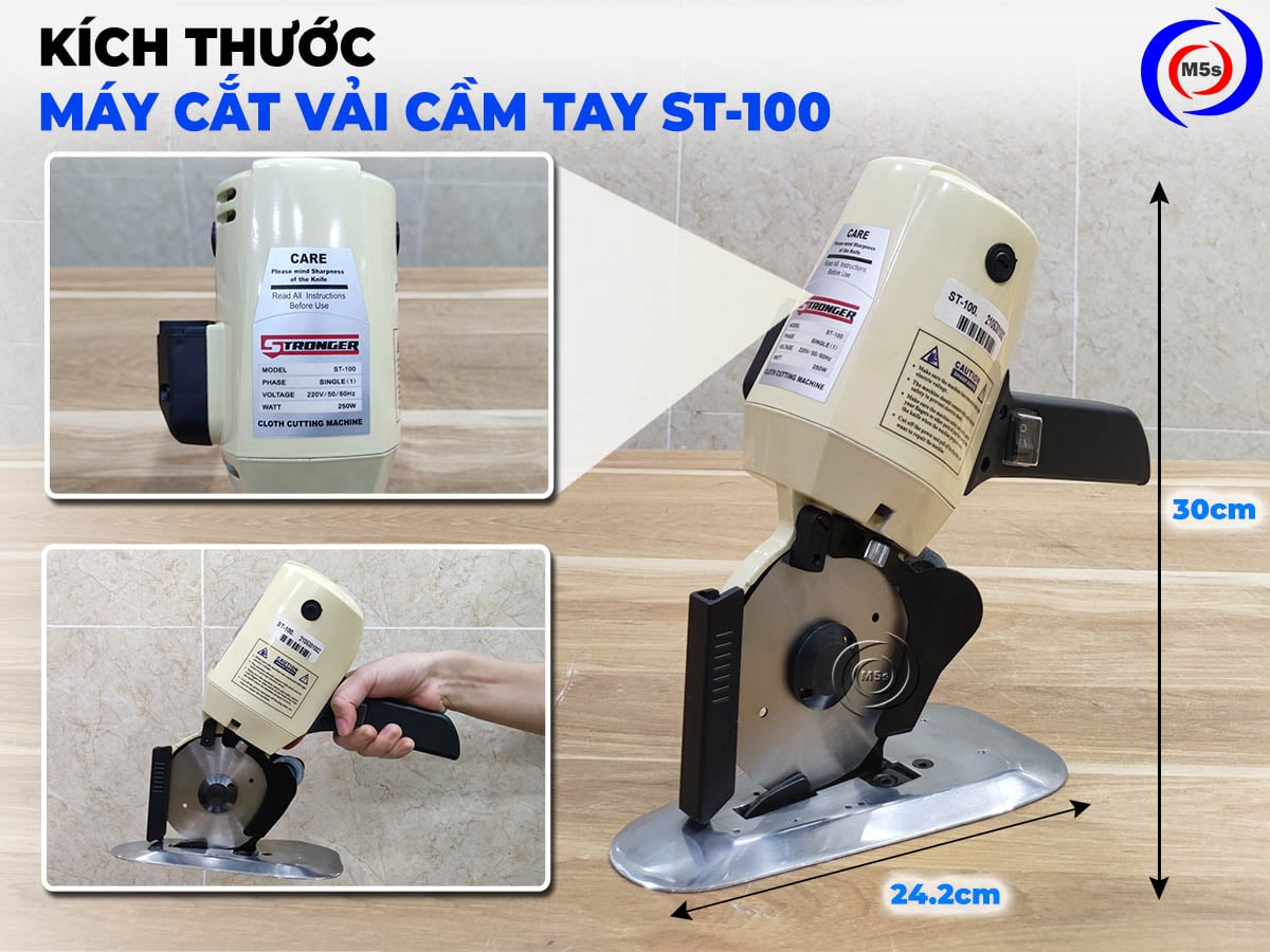 Kích thước máy cắt vải cầm tay Stronger ST-100 Kích thước máy cắt vải cầm tay Stronger ST-100