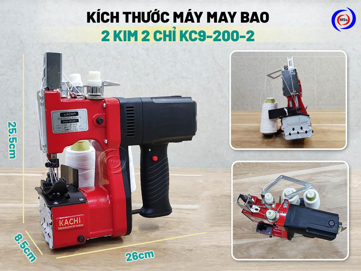 Kích thước máy khâu bao 2 kim 2 chỉ Kachi KC9-200-2 Kích thước máy khâu bao 2 kim 2 chỉ Kachi KC9-200-2