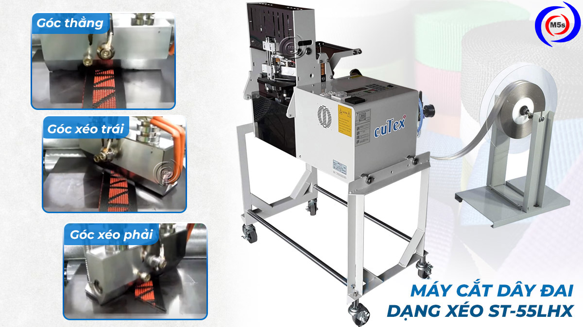 máy cắt dây đai nhiệt dạng xéo góc ST-55LHX máy cắt dây đai nhiệt dạng xéo góc ST-55LHX