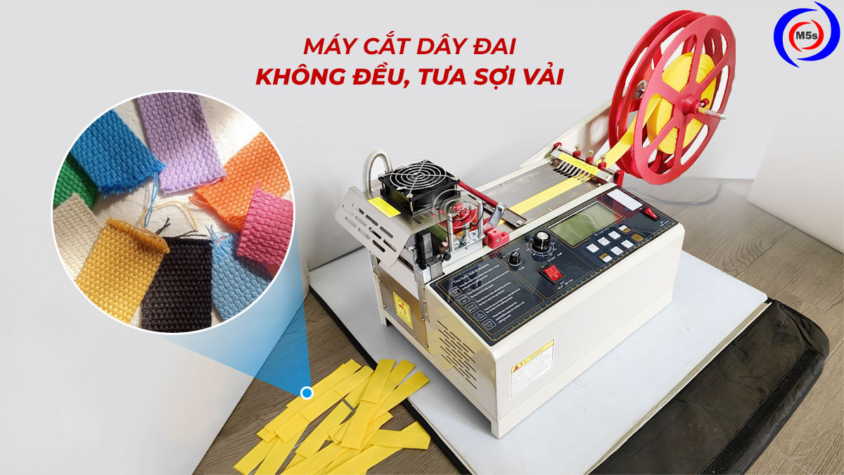 Máy cắt dây đai không đều, tưa sợi vải Máy cắt dây đai không đều, tưa sợi vải
