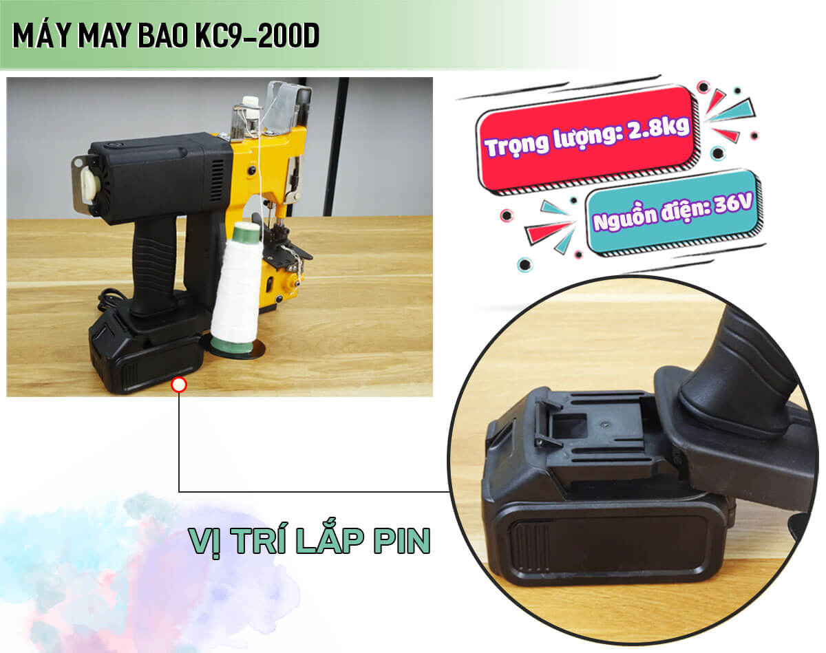 Máy may bao chạy pin cầm tay KC9-200D Máy may bao chạy pin cầm tay KC9-200D