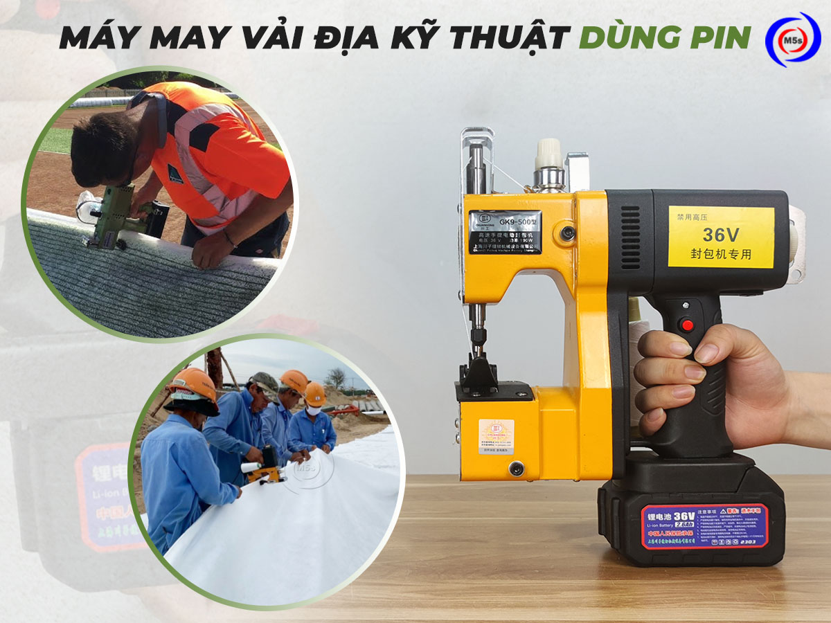Máy may vải địa kỹ thuật dùng pin Máy may vải địa kỹ thuật dùng pin