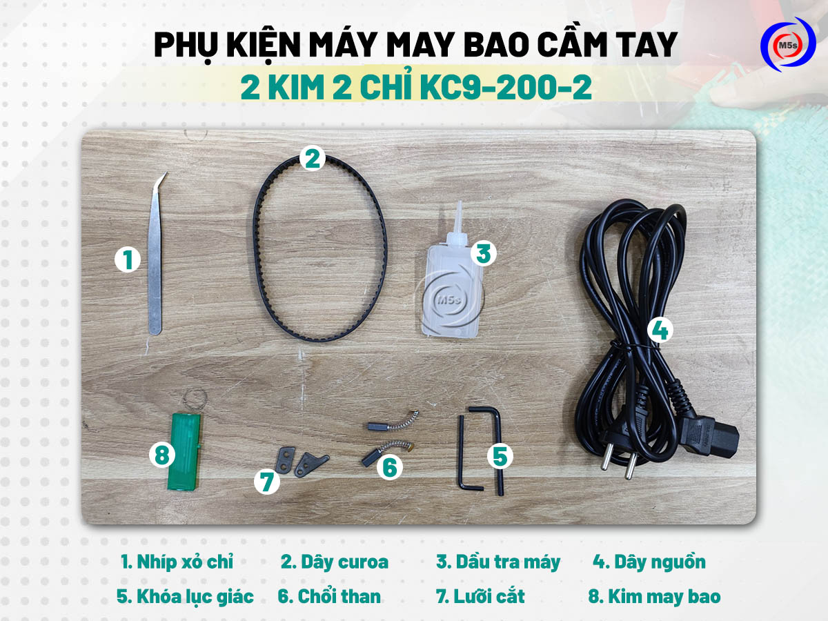 Bộ phụ kiện đi kèm khi mua máy may bao bì KC9-200-02 Bộ phụ kiện đi kèm khi mua máy may bao bì KC9-200-02