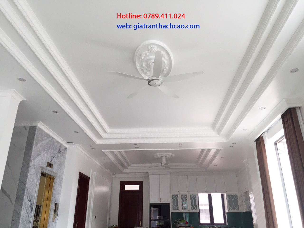 Đóng trần thạch cao phòng khách biệt thự