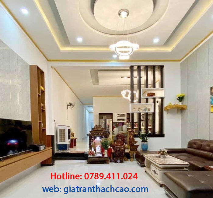 Trần thạch cao phòng khách nhà ống Trần thạch cao phòng khách nhà ống