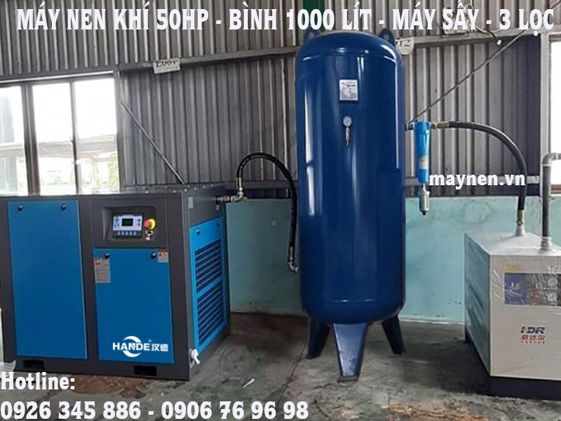 lắp đặt máy nén khí trục vít Hande 37kw - 50hp