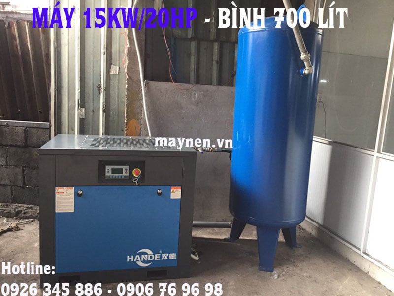 lắp đặt máy nén khí Hande 15kw 20hp