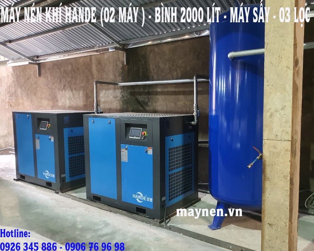 lắp đặt máy nén khí trục vít Hande