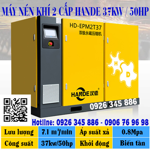 máy nén khí 2 cấp Hande biến tần vĩnh từ 50hpp