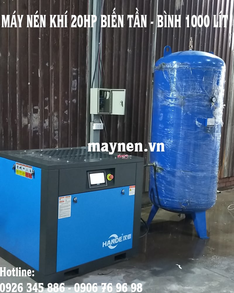 lắp đặt máy nén khí Hande 15kw 20hp