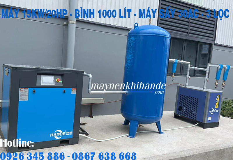 máy nén khí biến tần hande 20hp
