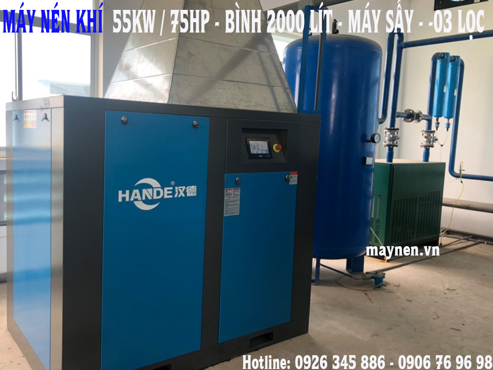 Lắp đặt máy nén khí Hande biến tần vĩnh từ