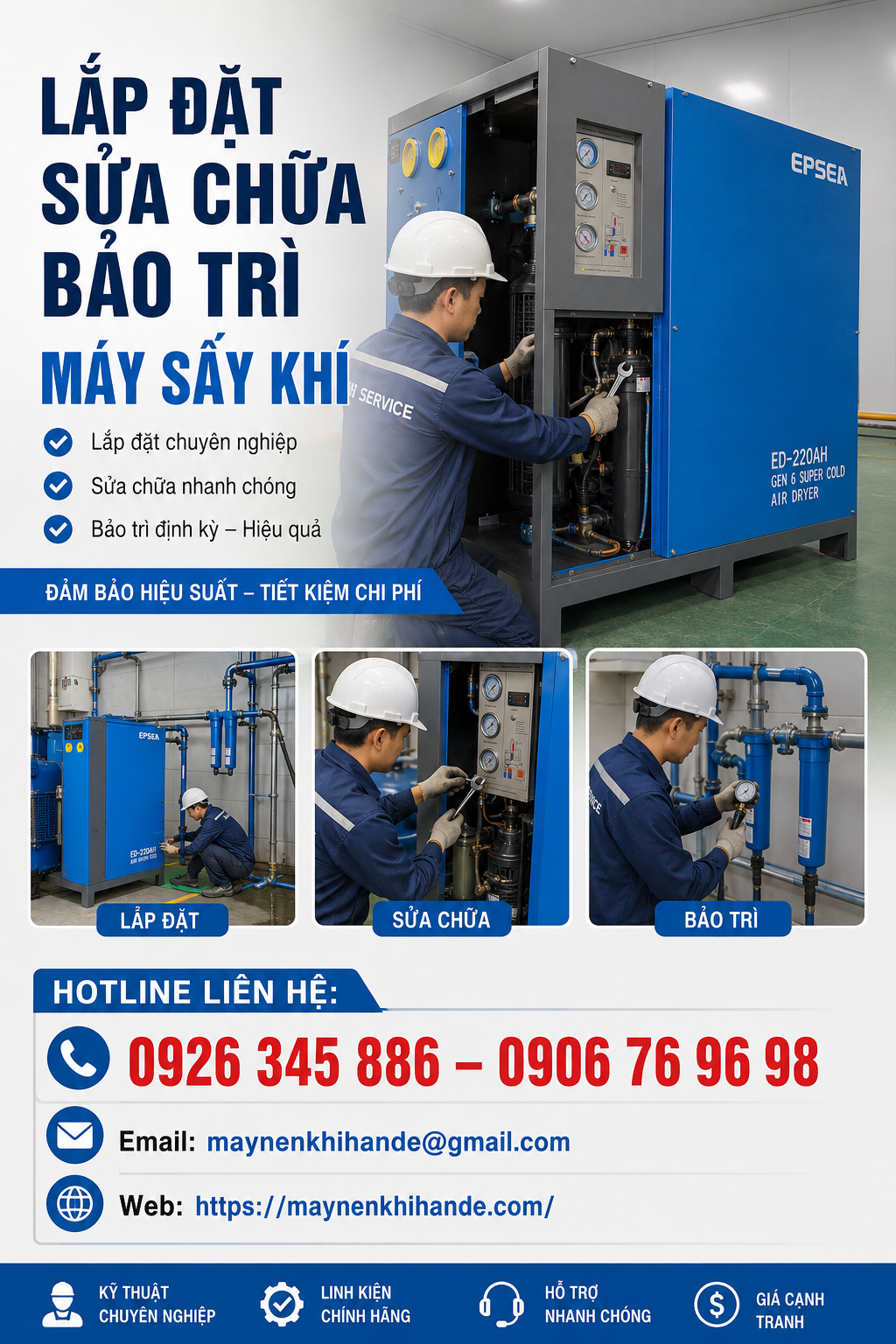 Cung cấp lắp đặt máy sấy khí