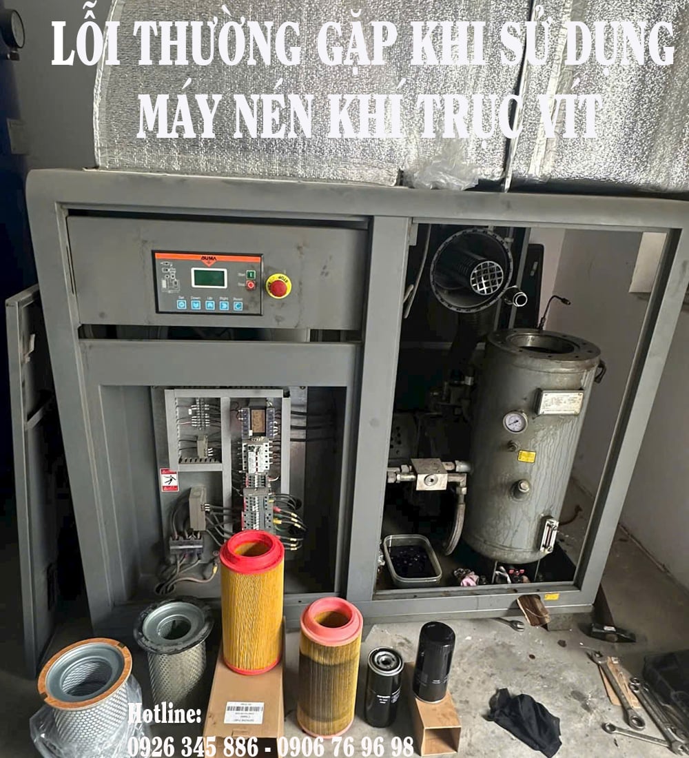 lỗi thường gặp khi sử dụng máy nén khí trục vít
