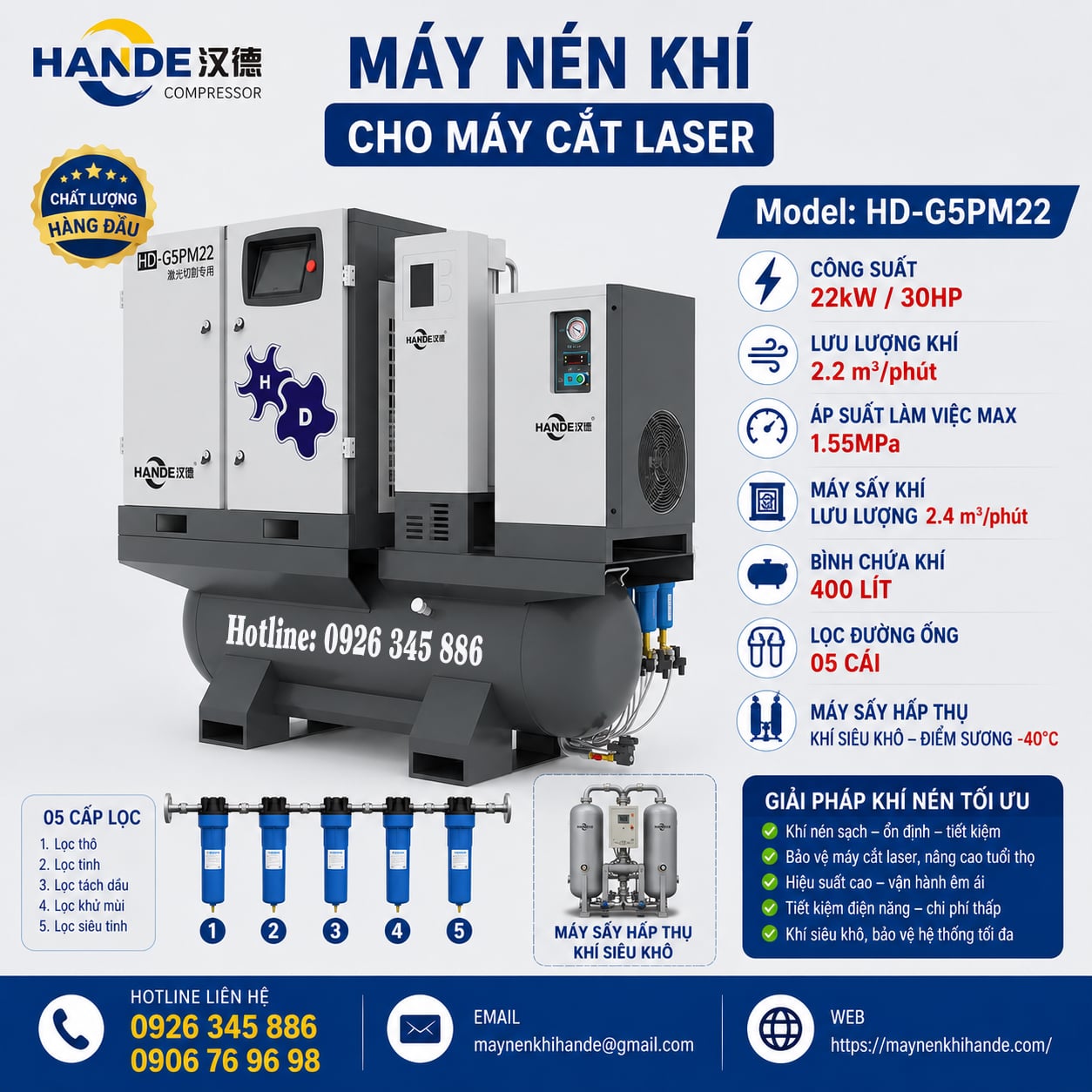 Tổ hợp máy nén khí 30hp
