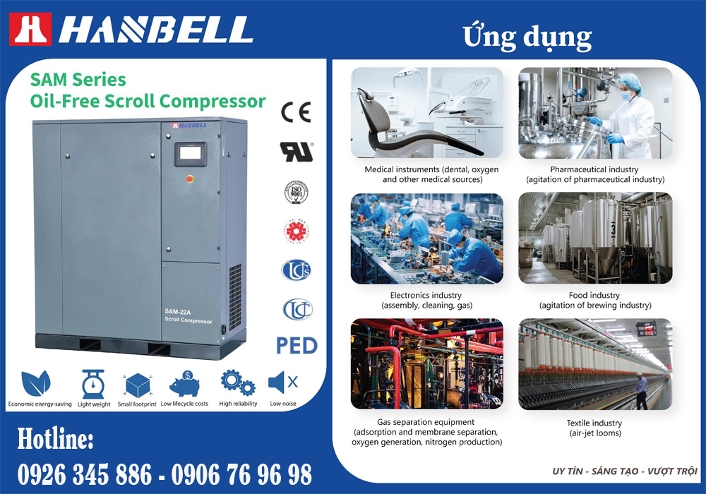máy nén khí trục vít không dầu