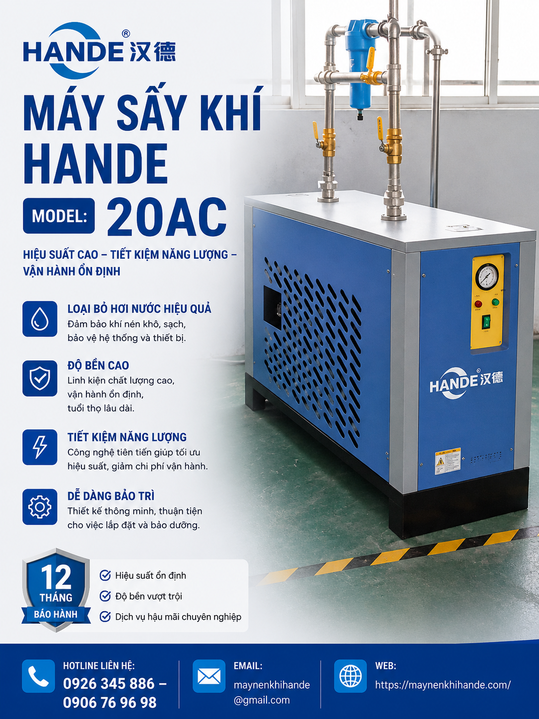 máy sấy khí Hande 20AC