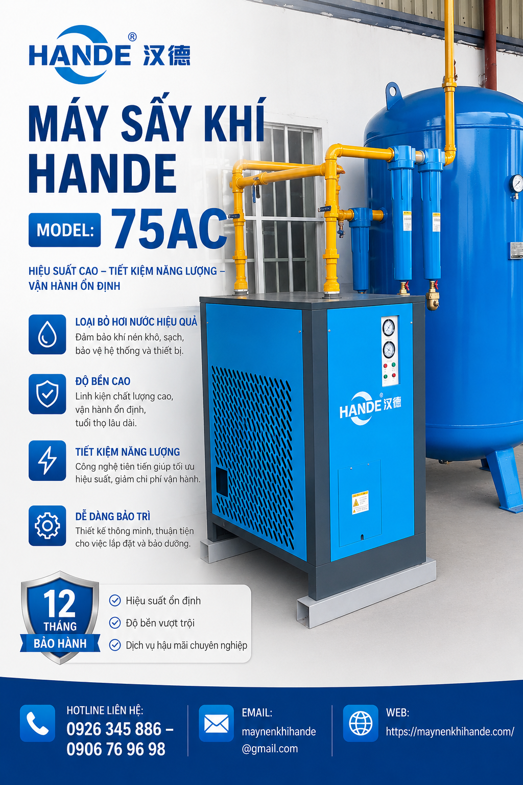 máy sấy khí Hande 75AC