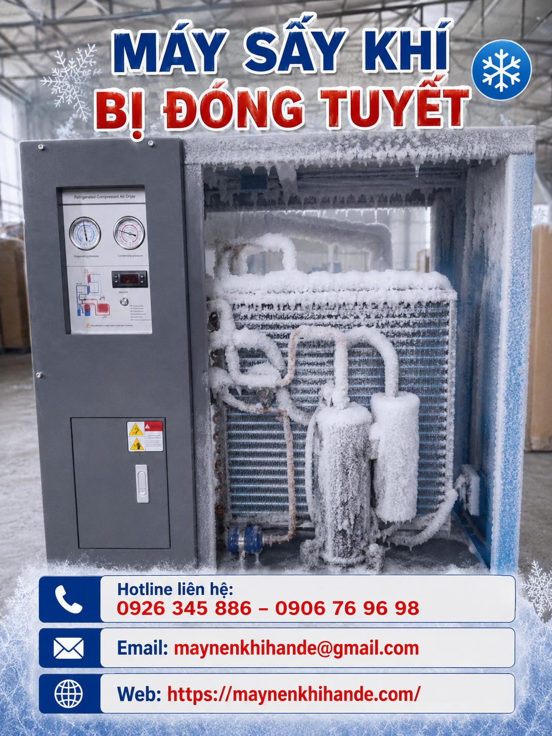 máy sấy khí bị đóng tuyết
