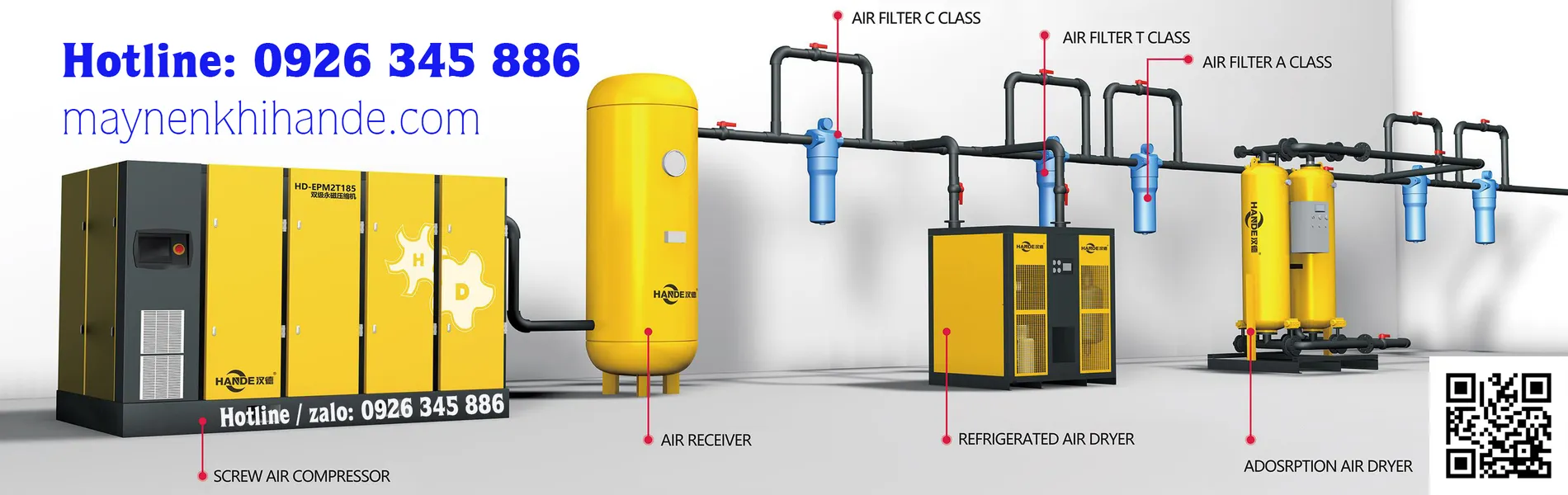 lắp đặt hệ thống máy nén khí trục vít