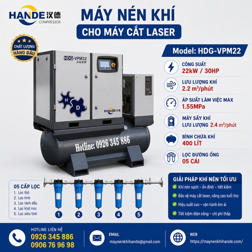Máy Nén Khí Cho Máy Cắt Laser 30HP