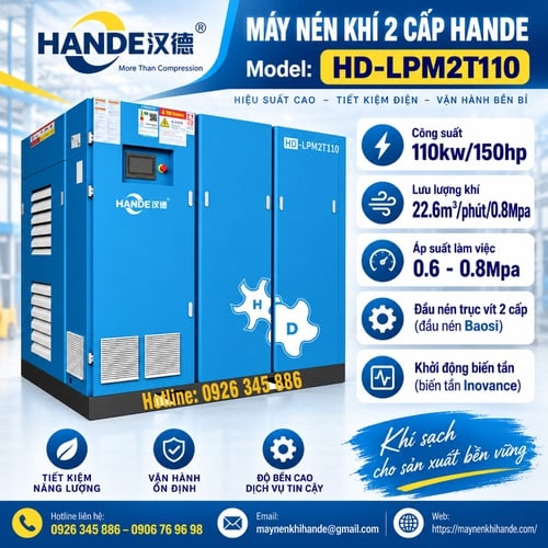 Máy Nén Khí 2 Cấp Hande HD-LPM2T110