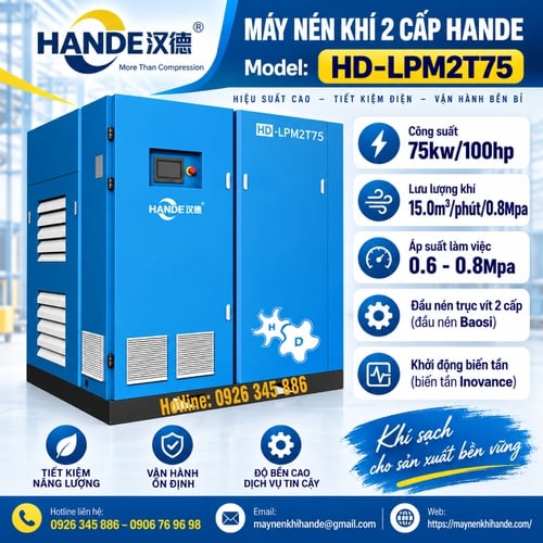 Máy Nén Khí 2 Cấp Hande 100HP