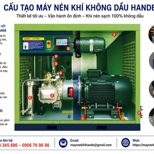 Máy Nén Khí Không Dầu Hande 125hp 