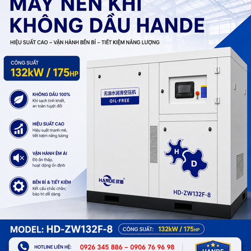 Máy Nén Khí Không Dầu Hande 175hp