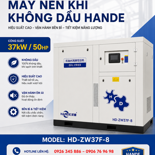 Máy Nén Khí Không Dầu Hande 50hp