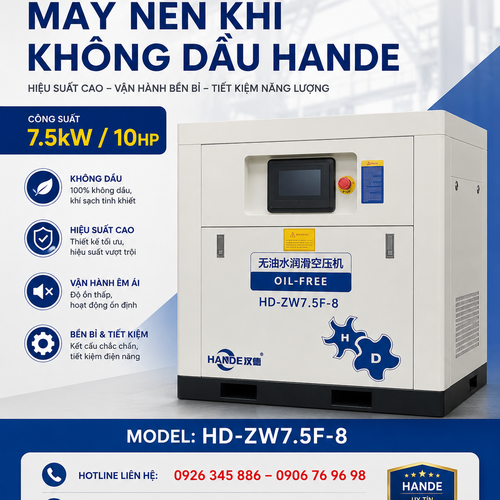 Máy Nén Khí Không Dầu Hande10hp 